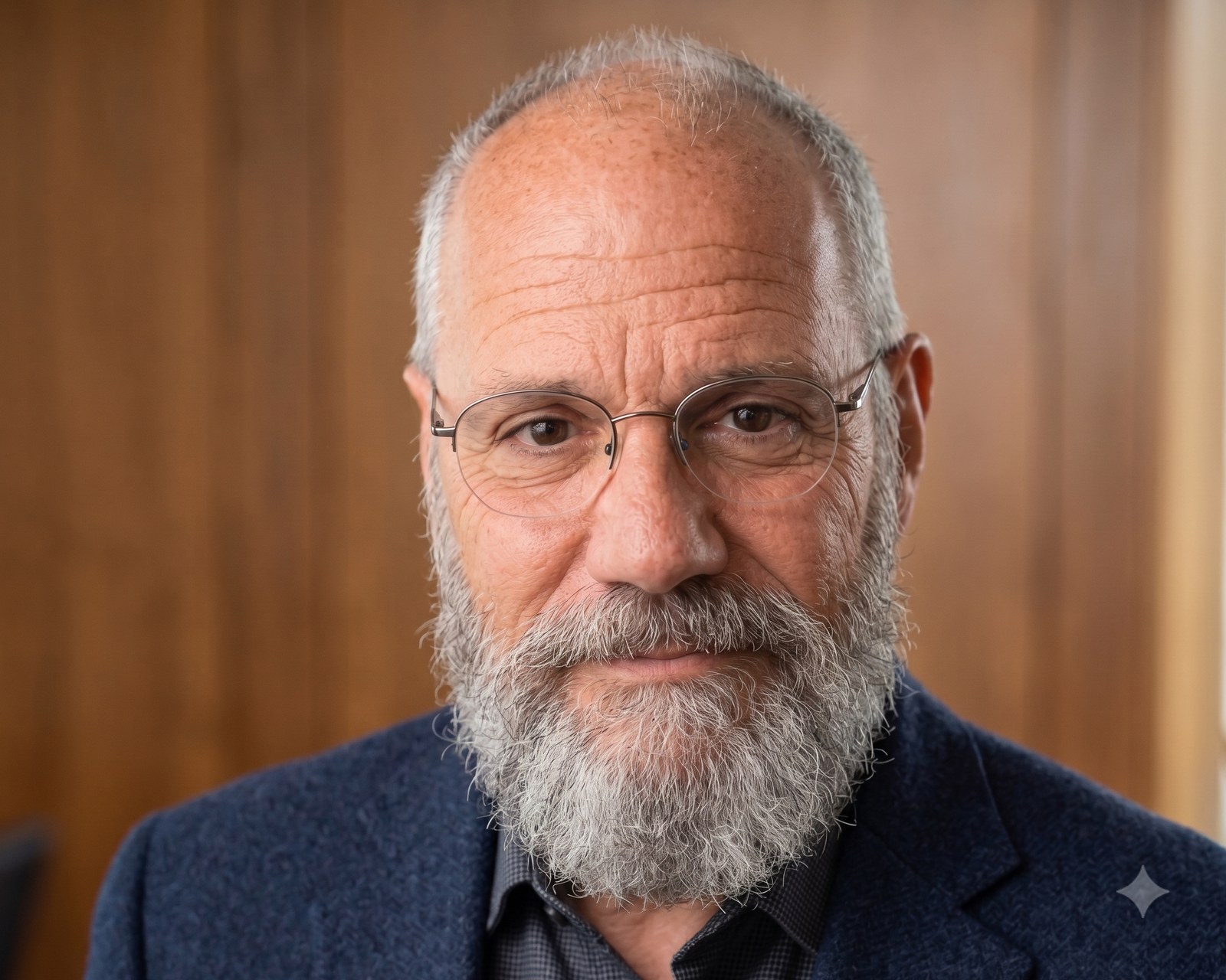 Gustav Emilio, a man in his sixties with a grey beard and wire-rimmed glasses